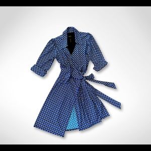 Laundry by Shelli Segal printed blue wraparound dress XS-S.